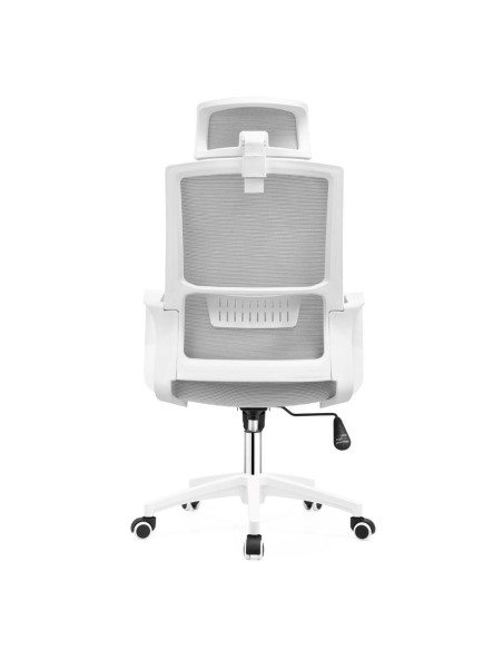 Poltrona ufficio Ica con schienale in rete e poggiatesta regolabile colore bianco - Kallea