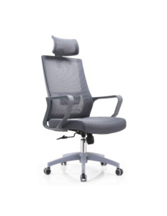 Poltrona ufficio Ica con schienale in rete e poggiatesta regolabile colore grigio - Kallea 2