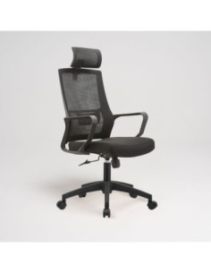 Poltrona ufficio Ica con schienale in rete e poggiatesta regolabile colore nero - Kallea