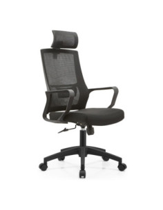 Poltrona ufficio Ica con schienale in rete e poggiatesta regolabile colore nero - Kallea 2