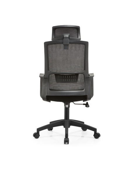 Poltrona ufficio Ica con schienale in rete e poggiatesta regolabile colore nero - Kallea