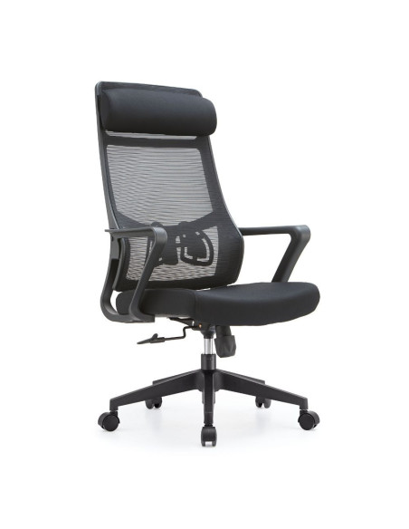 Poltrona ufficio Pasco con schienale in rete alto e reclinabile colore nero - Kallea