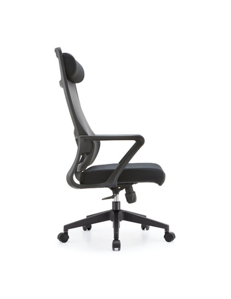 Poltrona ufficio Pasco con schienale in rete alto e reclinabile colore nero - Kallea