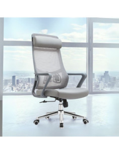Poltrona ufficio Pasco con schienale in rete alto e reclinabile colore grigio - Kallea