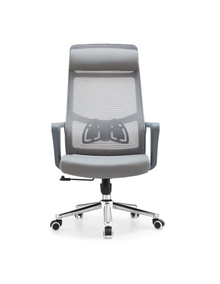 Poltrona ufficio Pasco con schienale in rete alto e reclinabile colore grigio - Kallea