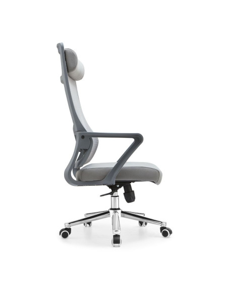 Poltrona ufficio Pasco con schienale in rete alto e reclinabile colore grigio - Kallea