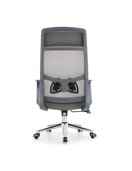 Poltrona ufficio Pasco con schienale in rete alto e reclinabile colore grigio - Kallea