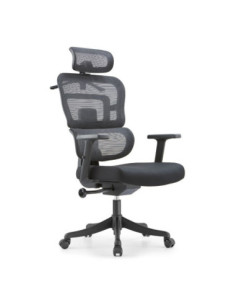 Poltrona ufficio Pumo con schienale in rete e poggiatesta regolabile colore nero - Kallea 2