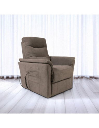 Poltrona alza persona Alessia 2 motori con roller bar in tessuto Barrel 21 tortora - Kallea