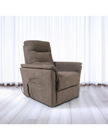 Poltrona alza persona Alessia 2 motori con roller bar in tessuto Barrel 21 tortora - Kallea