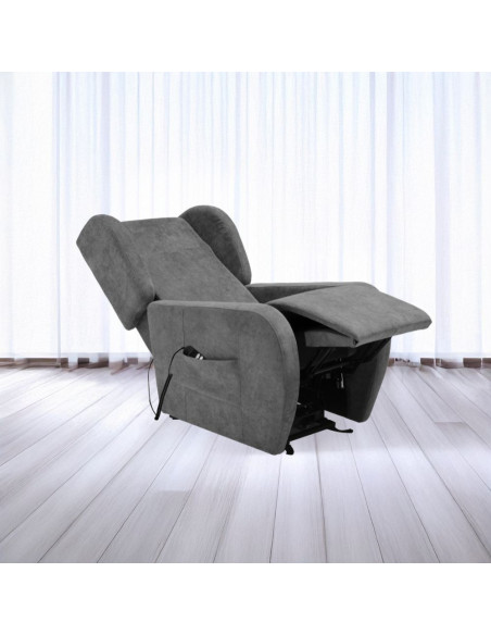 Poltrona alza persona Lift 2 motori con roller bar in tessuto Giulia 9713 grigio - Kallea
