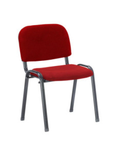 Sedia da ufficio con struttura in metallo nero e tessuto rosso - Kallea