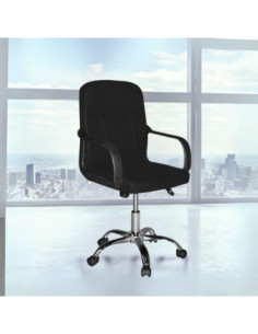 Poltrona da ufficio PC116P in tessuto nero e base cromata - Kallea