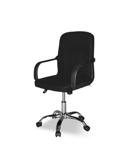 Poltrona da ufficio PC116P in tessuto nero e base cromata - Kallea