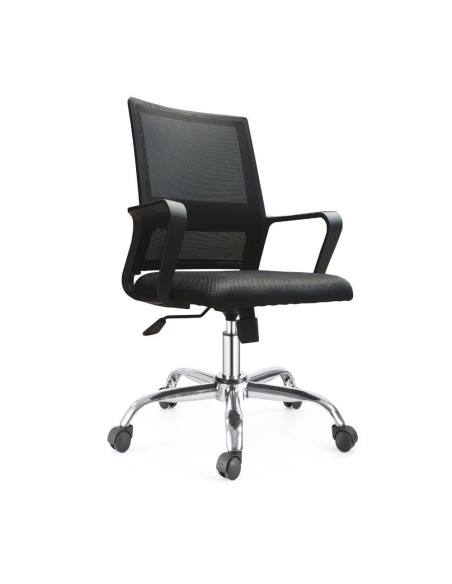 Poltrona da ufficio C8350 con schienale in rete colore nero con base cromata - Kallea