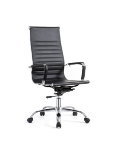 Poltrona per ufficio CR552H in pvc colore nero con base cromata - Kallea 2