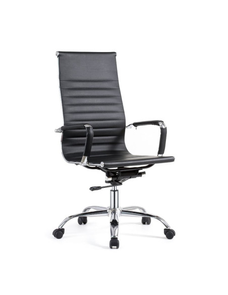 Poltrona per ufficio CR552H in pvc colore nero con base cromata - Kallea