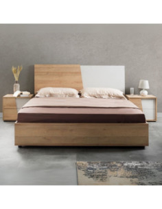 Camere da letto Fadri colore calce grigio chiaro e rovere miele - Kallea 2