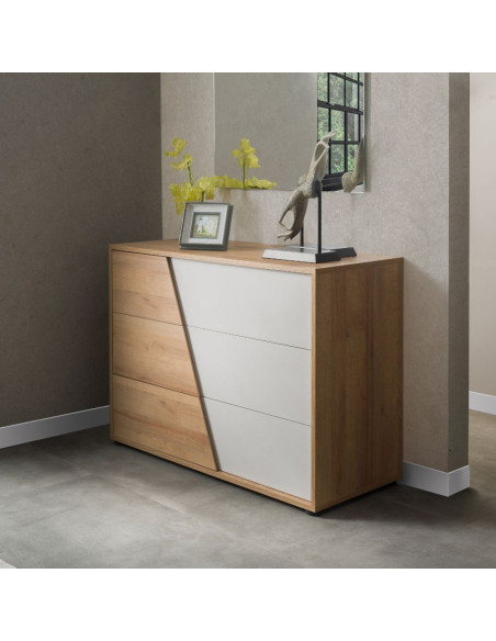 Camere da letto Fadri colore calce grigio chiaro e rovere miele - Kallea