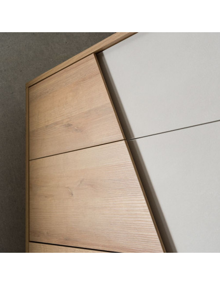 Camere da letto Fadri colore calce grigio chiaro e rovere miele - Kallea