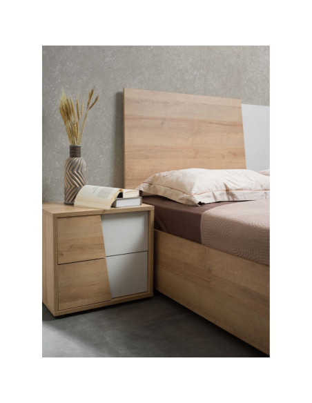 Camere da letto Fadri colore calce grigio chiaro e rovere miele - Kallea
