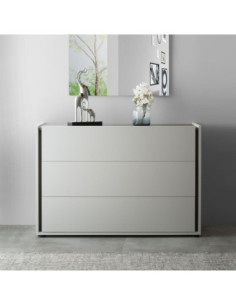 Camera da letto Mirelle colore grigio perla e ossido grigio scuro con armadio 6 ante a specchi e letto contenitore - Kallea 2