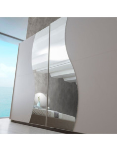 Camera da letto Blegina colore cashmere con armadio 2 ante scorrevoli e letto matrimoniale imbottito - Kallea 2