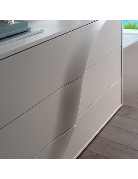 Camera da letto Blegina colore cashmere con armadio 2 ante scorrevoli e letto matrimoniale imbottito - Kallea