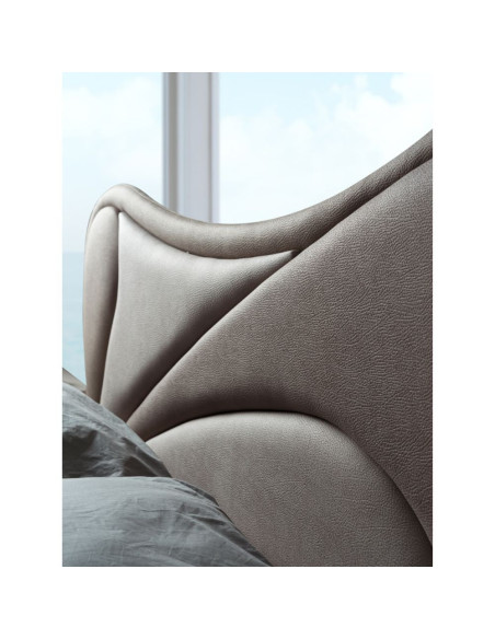 Camera da letto Blegina colore cashmere con armadio 2 ante scorrevoli e letto matrimoniale imbottito - Kallea