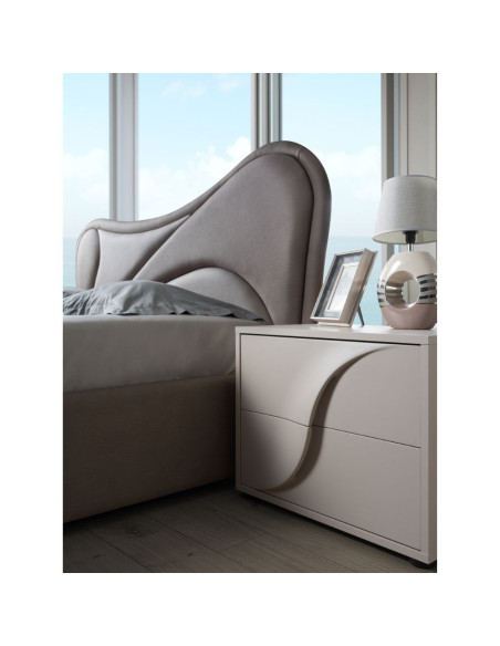 Camera da letto Blegina colore cashmere con armadio 2 ante scorrevoli e letto matrimoniale imbottito - Kallea