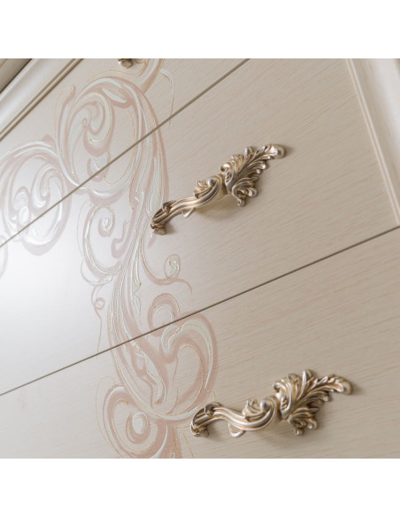 Camera da letto Marsida colore beige con armadio 2 ante scorrevoli con serigrafia - Kallea