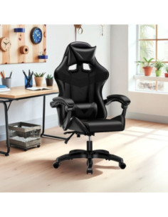 Sedia da ufficio Gaming con schienale alto e imbottitura in PVC colore nero - Kallea