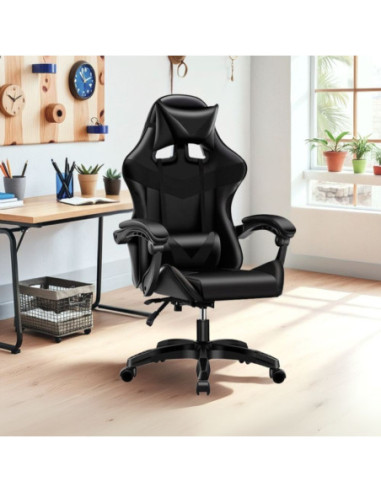 Sedia da ufficio Gaming con schienale alto e imbottitura in PVC colore nero - Kallea