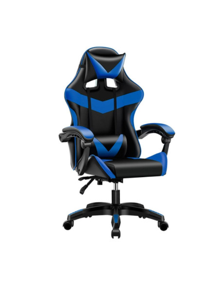 Sedia da ufficio Gaming con schienale alto e imbottitura in PVC colore nero con dettagli blu - Kallea