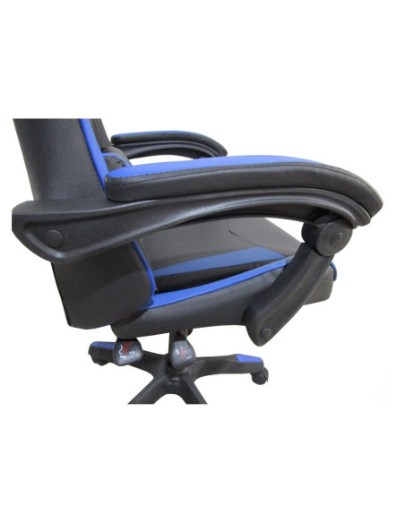 Sedia da ufficio Gaming con schienale alto e imbottitura in PVC colore nero con dettagli blu - Kallea