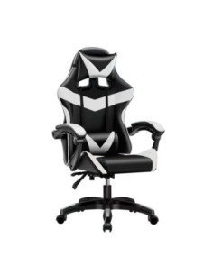 Sedia da ufficio Gaming con schienale alto e imbottitura in PVC colore nero con dettagli bianco - Kallea 2