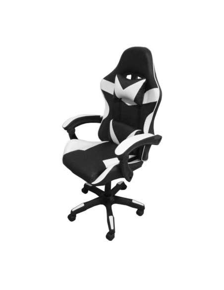 Sedia da ufficio Gaming con schienale alto e imbottitura in PVC colore nero con dettagli bianco - Kallea