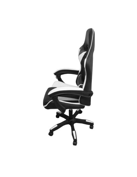 Sedia da ufficio Gaming con schienale alto e imbottitura in PVC colore nero con dettagli bianco - Kallea