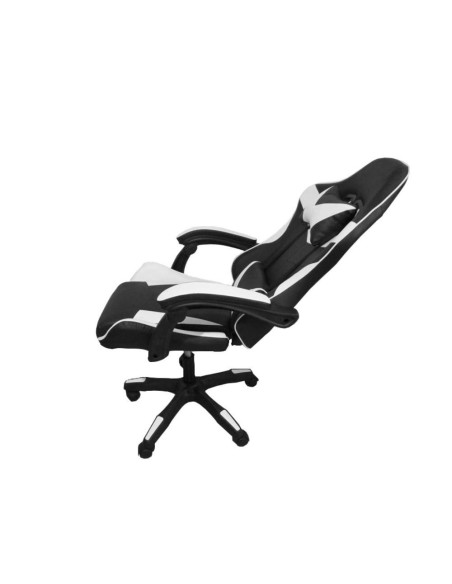 Sedia da ufficio Gaming con schienale alto e imbottitura in PVC colore nero con dettagli bianco - Kallea