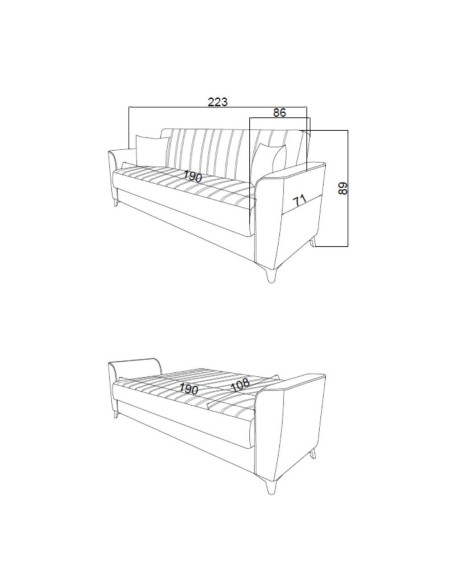 Divano letto Duca con contenitore in velluto Setra blu - Kallea