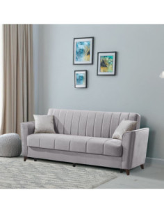 Divano letto Duca con contenitore in velluto Setra grigio - Kallea
