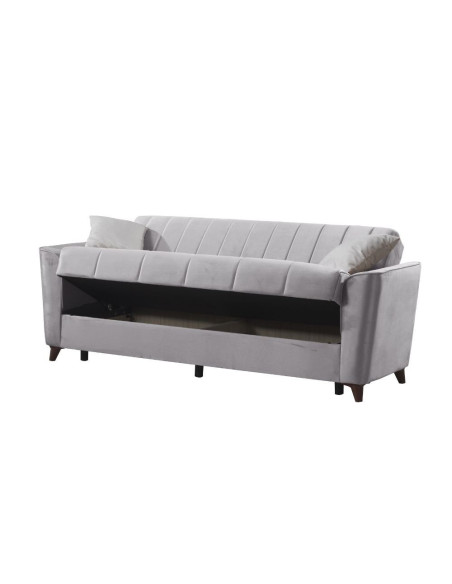 Divano letto Duca con contenitore in velluto Setra grigio - Kallea