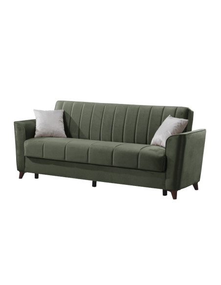 Divano letto Duca con contenitore in velluto Setra verde - Kallea