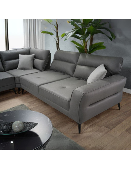Divano angolare Sigmar 300x250xP77xH100 in Prada 6 grigio - Kallea