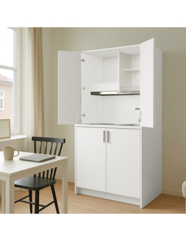 Cucina monoblocco Fold Evolution struttura e ante a libro bianco - Kallea