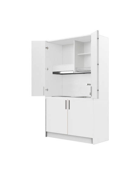 Cucina monoblocco Fold Evolution struttura e ante a libro bianco - Kallea
