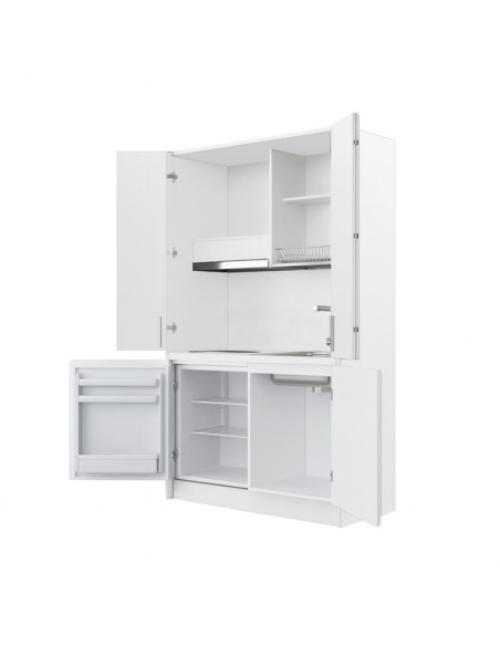 Cucina monoblocco Fold Evolution struttura e ante a libro bianco - Kallea