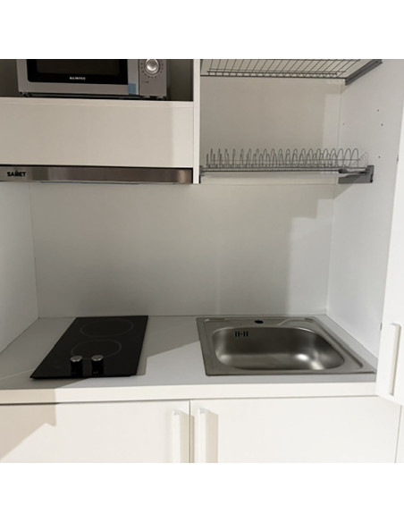 Cucina monoblocco Fold Evolution struttura e ante a libro bianco - Kallea