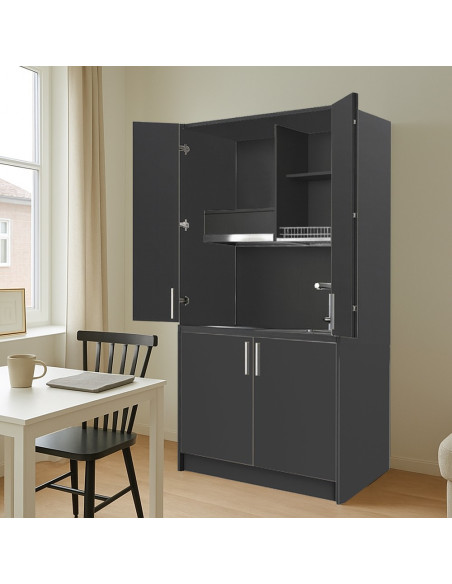 Cucina monoblocco Fold Evolution struttura e ante a libro antracite - Kallea