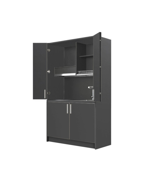 Cucina monoblocco Fold Evolution struttura e ante a libro antracite - Kallea
